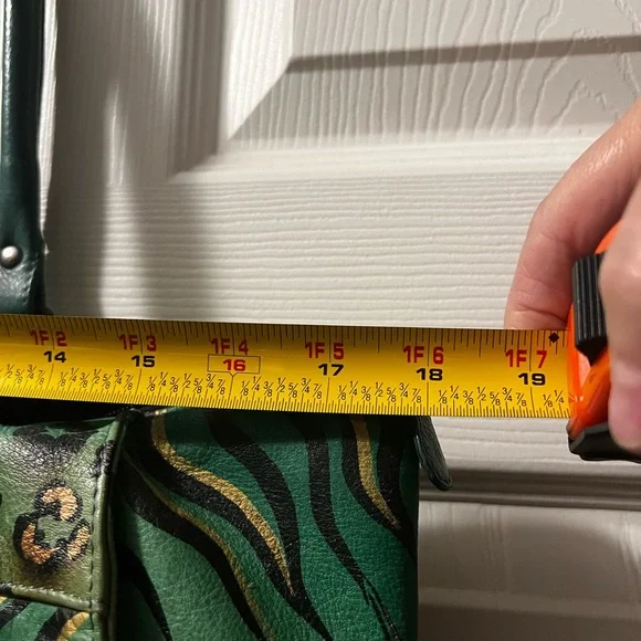 Anuschka Hand-Painted Butterfly Design Green Leather Tote - Picture 8 of 16